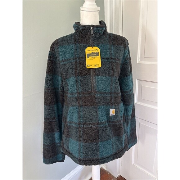 Carhartt Other - NWT Carhartt Quarter-Zip Sherpa Pullover Sweatshirt Men’s Small Green Black